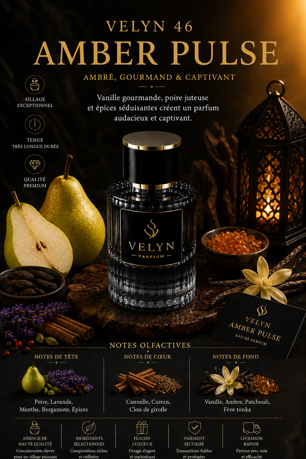 VELYN 46 — Amber Pulse Pour Homme