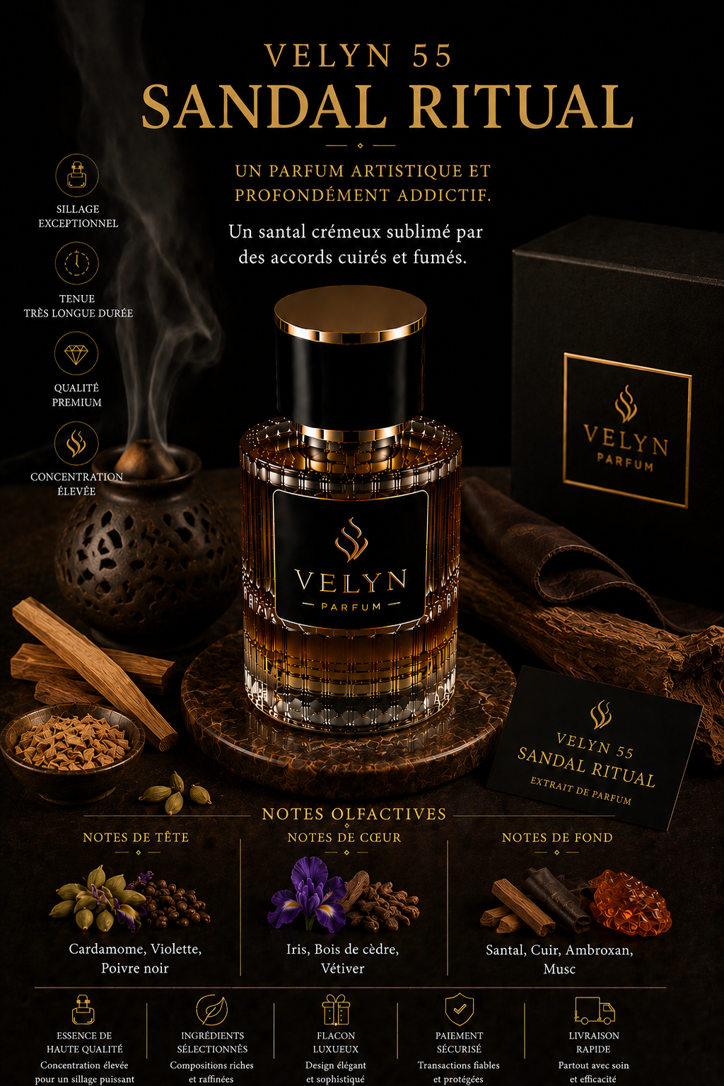 VELYN 55 — Sandal Ritual Pour Homme