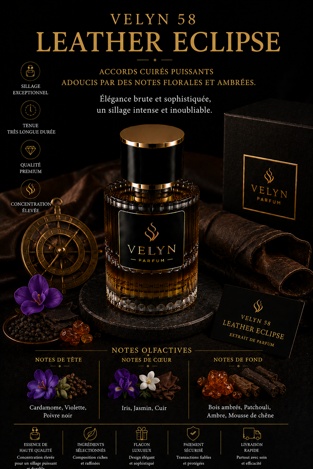 VELYN 58 — Leather Eclipse Pour Homme